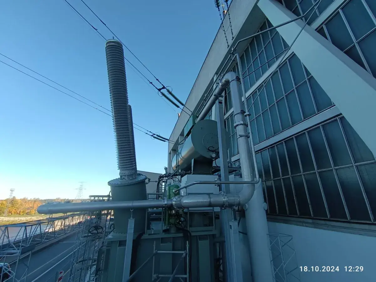 Completed pipe runs at a substation