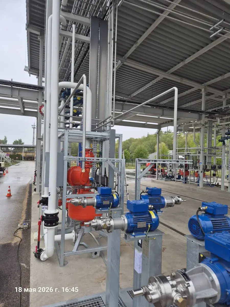 Pump skids and valve stations, terminal loading area