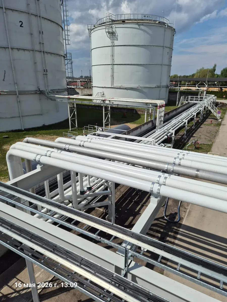 Completed tank farm pipe racks